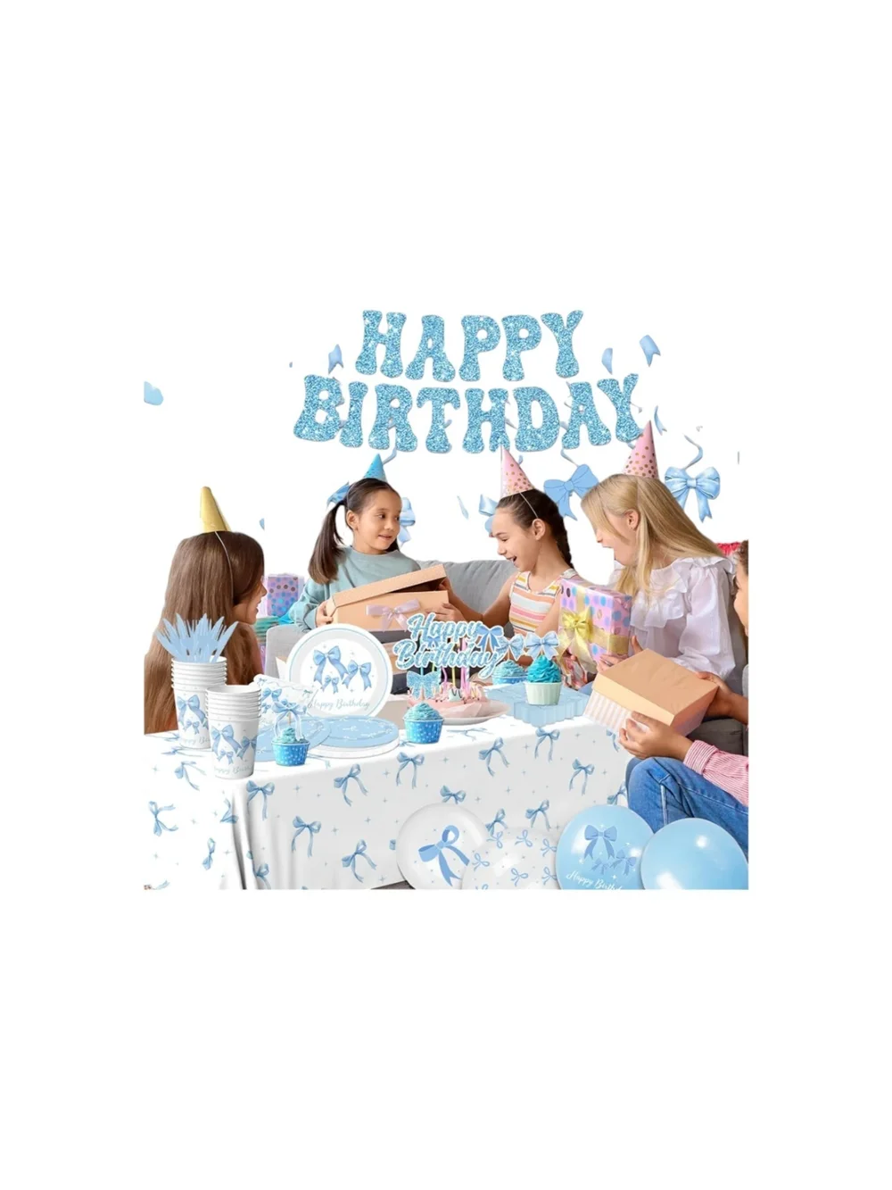 Amazon Light Blue Bow Birthday Party Decoration Kit